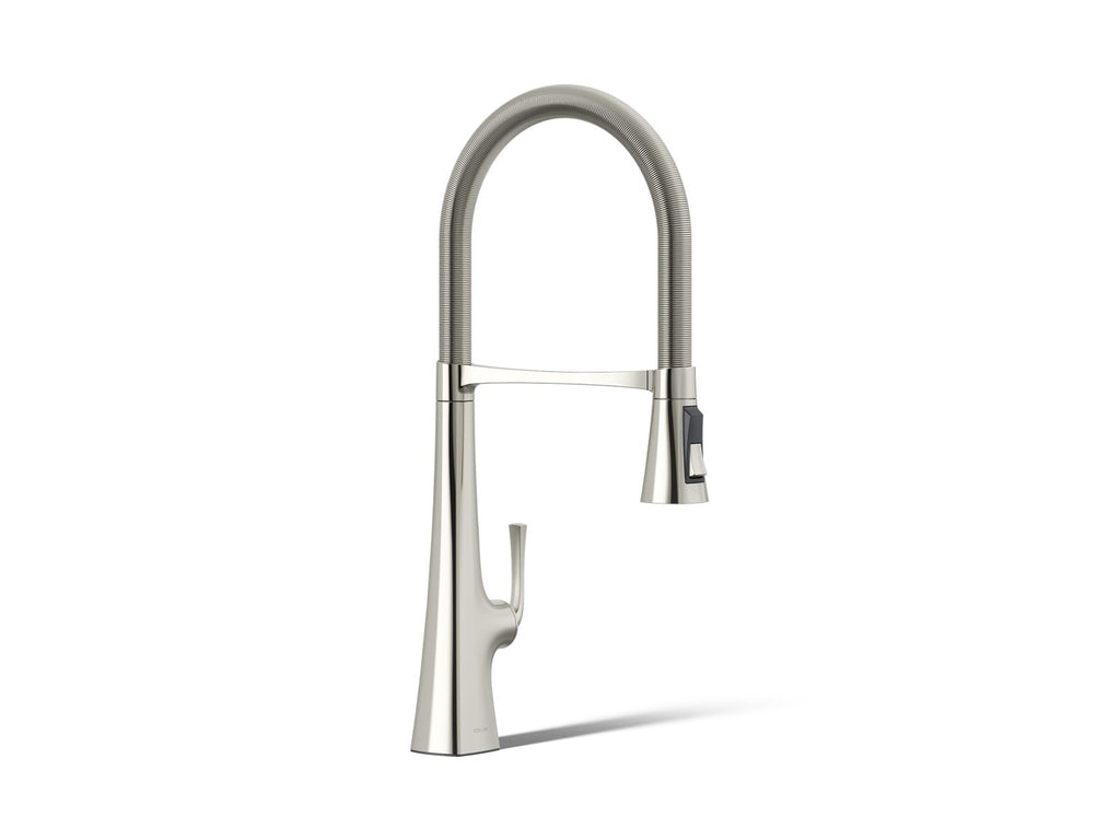 KOHLER K-22060-SN Graze Semi-Professional Kitchen Sink Faucet With Three-Function Sprayhead - Vibrant Polished Nickel