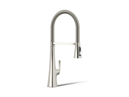 KOHLER K-22060-SN Graze Semi-professional kitchen sink faucet with three-function sprayhead - Vibrant Polished Nickel