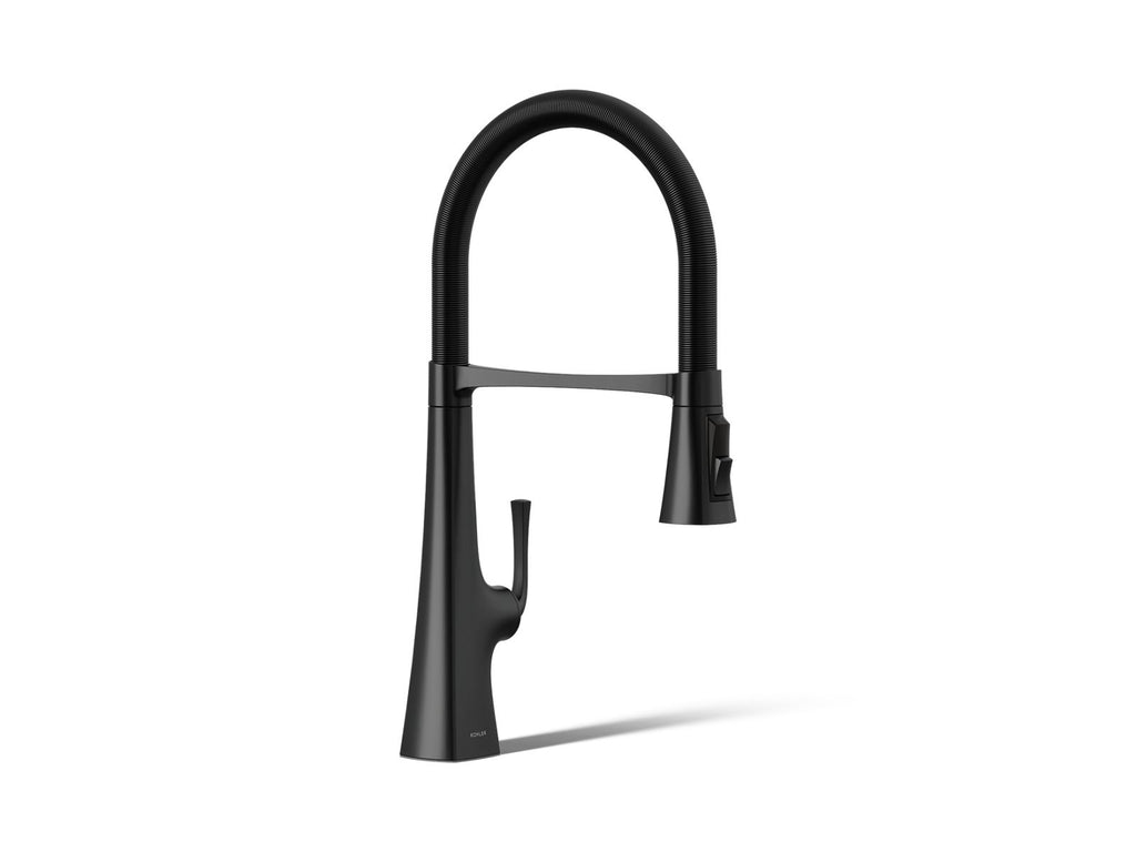 KOHLER K-22061-BL Graze Semi-Professional Kitchen Sink Faucet With Three-Function Sprayhead - Matte Black
