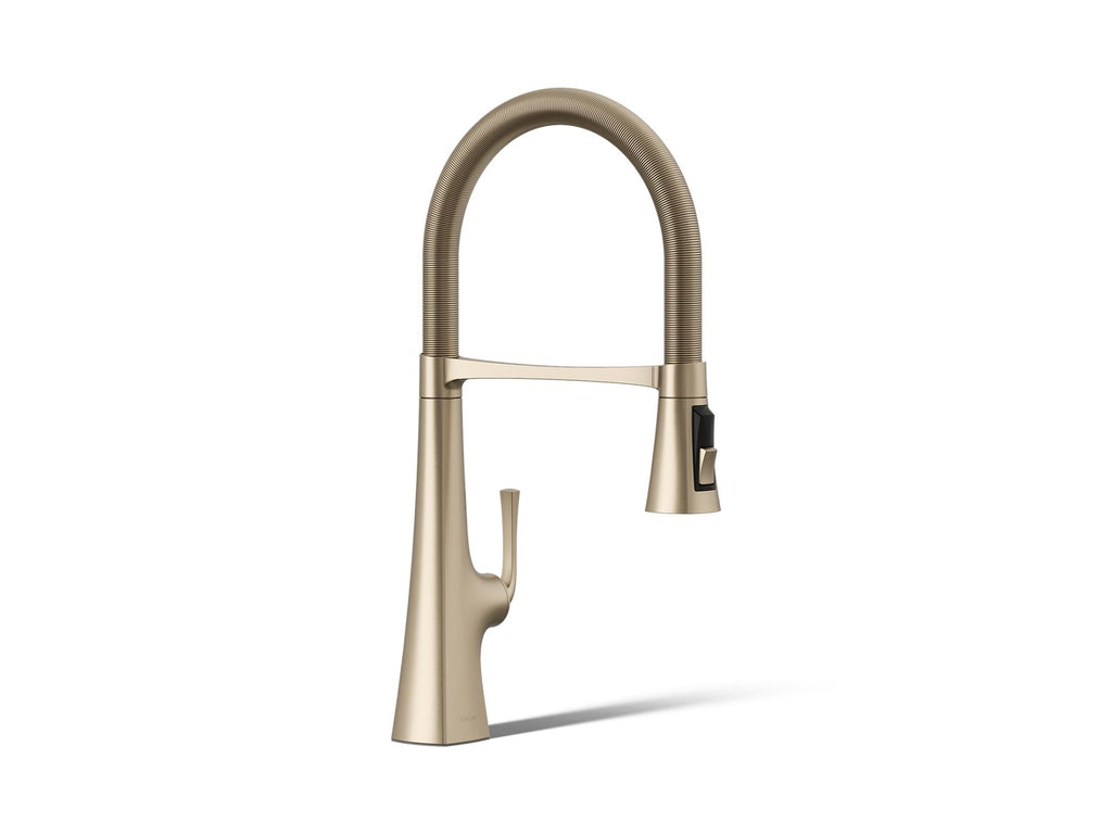 KOHLER K-22061-BV Graze Semi-Professional Kitchen Sink Faucet With Three-Function Sprayhead - Vibrant Brushed Bronze