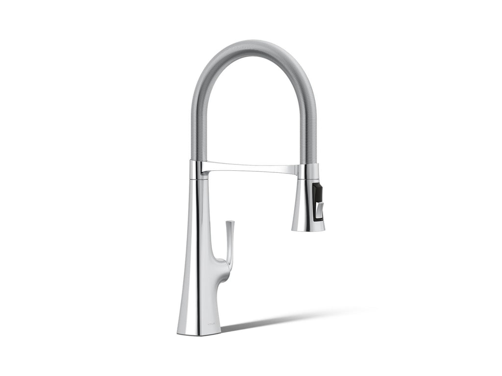 KOHLER K-22061-CP Graze Semi-Professional Kitchen Sink Faucet With Three-Function Sprayhead - Polished Chrome