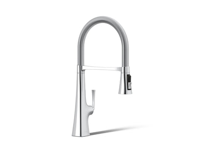 KOHLER K-22061-CP Graze Semi-professional kitchen sink faucet with three-function sprayhead - Polished Chrome