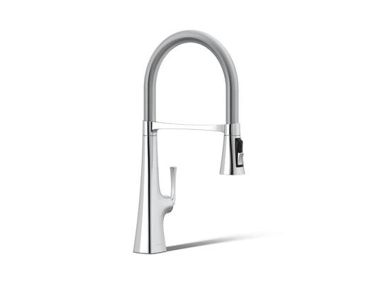 KOHLER K-22061-CP Graze Semi-professional kitchen sink faucet with three-function sprayhead - Polished Chrome