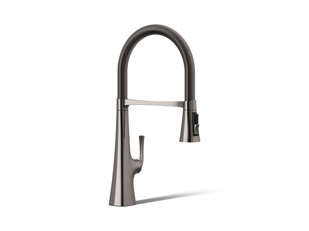 KOHLER K-22061-TT Graze Semi-Professional Kitchen Sink Faucet With Three-Function Sprayhead - Vibrant Titanium