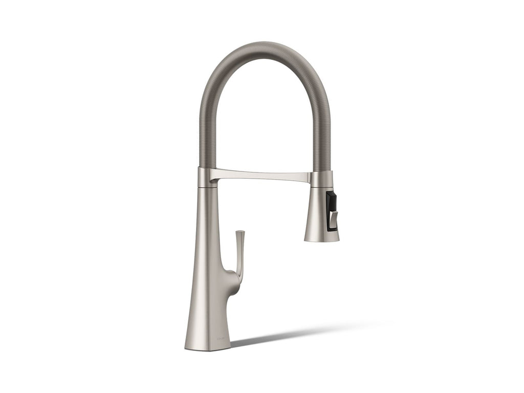 KOHLER K-22061-VS Graze Semi-Professional Kitchen Sink Faucet With Three-Function Sprayhead - Vibrant Stainless