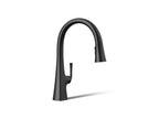 KOHLER K-22062-BL Graze Pull-Down Kitchen Sink Faucet With Three-Function Sprayhead - Matte Black