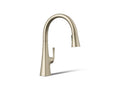 KOHLER K-22062-BV Graze Pull-Down Kitchen Sink Faucet With Three-Function Sprayhead - Vibrant Brushed Bronze