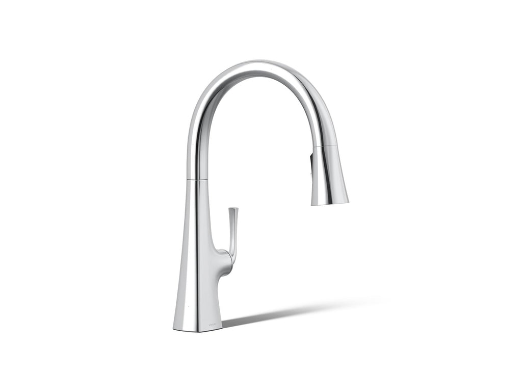 KOHLER K-22062-CP Graze Pull-Down Kitchen Sink Faucet With Three-Function Sprayhead - Polished Chrome