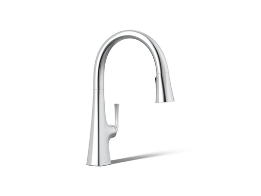 KOHLER K-22062-CP Graze Pull-down kitchen sink faucet with three-function sprayhead - Polished Chrome