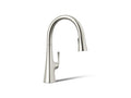 KOHLER K-22062-SN Graze Pull-Down Kitchen Sink Faucet With Three-Function Sprayhead - Vibrant Polished Nickel