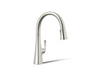 KOHLER K-22062-SN Graze Pull-Down Kitchen Sink Faucet With Three-Function Sprayhead - Vibrant Polished Nickel