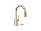 KOHLER K-22063-BV Graze Pull-Down Kitchen Sink Faucet With Three-Function Sprayhead - Vibrant Brushed Bronze