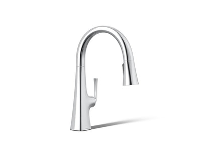 KOHLER K-22063-CP Graze Pull-down kitchen sink faucet with three-function sprayhead - Polished Chrome