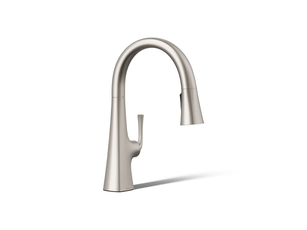 KOHLER K-22063-VS Graze Pull-Down Kitchen Sink Faucet With Three-Function Sprayhead - Vibrant Stainless