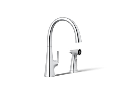 KOHLER K-22064-CP Graze Single-handle kitchen sink faucet with two-function side sprayer - Polished Chrome