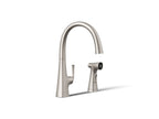 KOHLER K-22064-VS Graze Single-Handle Kitchen Sink Faucet With Two-Function Side Sprayer - Vibrant Stainless