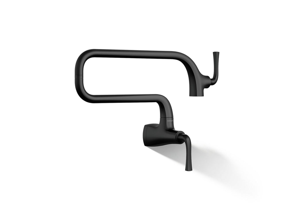 KOHLER K-22066-BL Graze Wall-Mount Pot Filler - Matte Black
