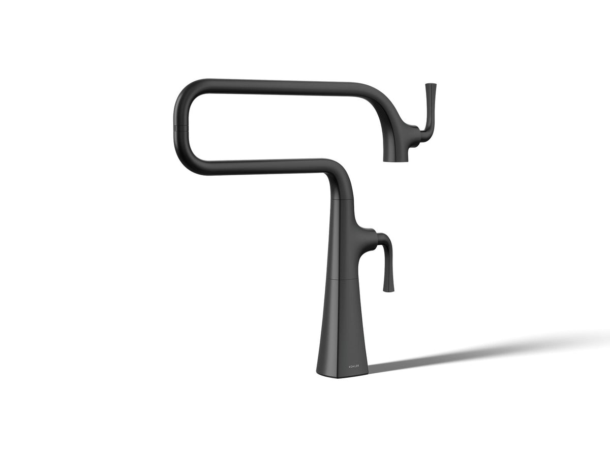 KOHLER K-22067-BL Graze Deck-Mount Pot Filler - Matte Black