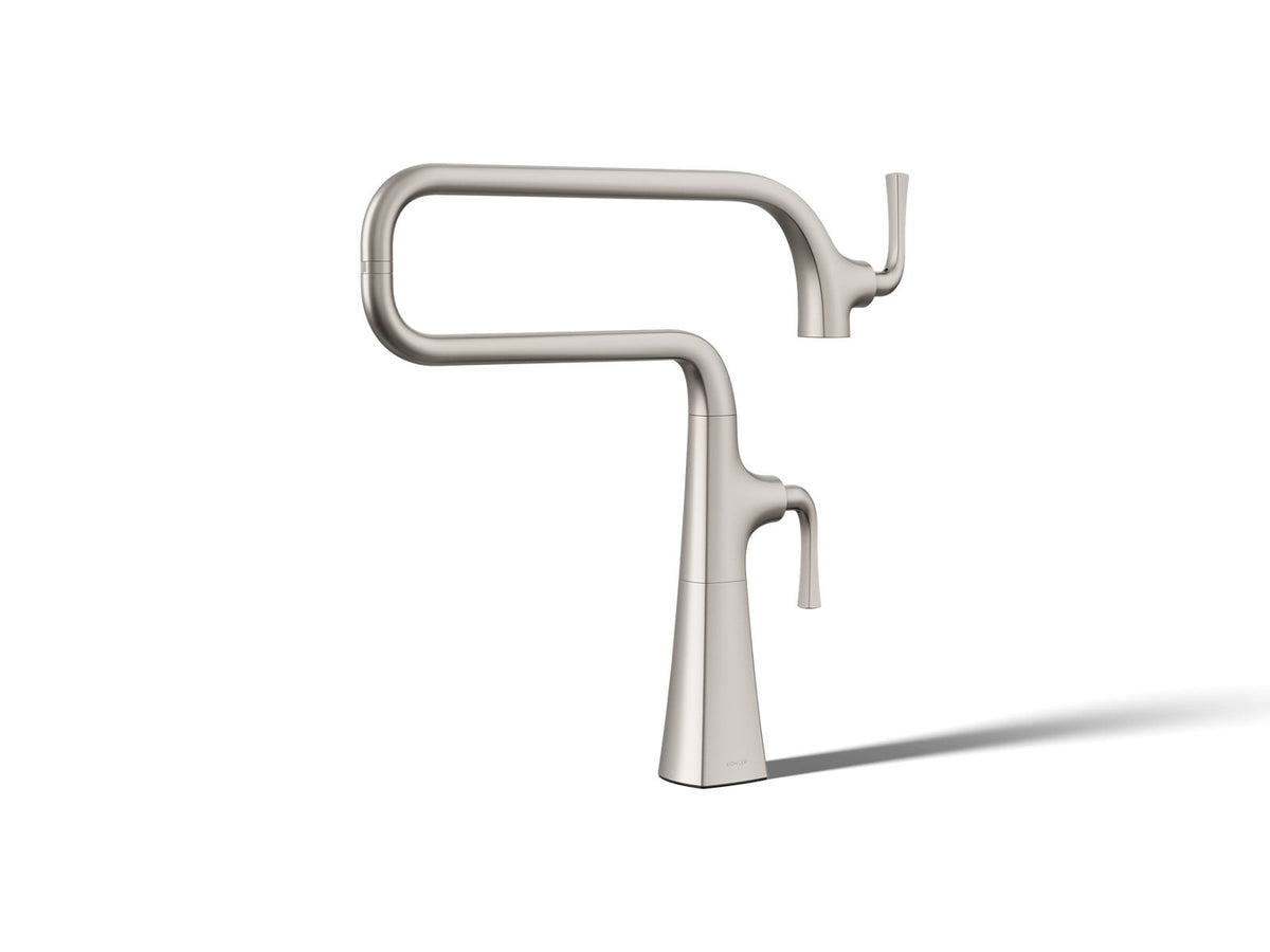 KOHLER K-22067-VS Graze Deck-Mount Pot Filler - Vibrant Stainless