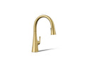 KOHLER K-22068-2MB Graze Touchless Pull-Down Kitchen Sink Faucet With Three-Function Sprayhead - Vibrant Brushed Moderne Brass