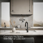 Graze Touchless pull-down kitchen sink faucet with three-function sprayhead, in a room setting, K-22068-BL