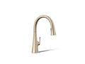 KOHLER K-22068-BV Graze Touchless Pull-Down Kitchen Sink Faucet With Three-Function Sprayhead - Vibrant Brushed Bronze