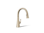 KOHLER K-22068-BV Graze Touchless Pull-Down Kitchen Sink Faucet With Three-Function Sprayhead - Vibrant Brushed Bronze