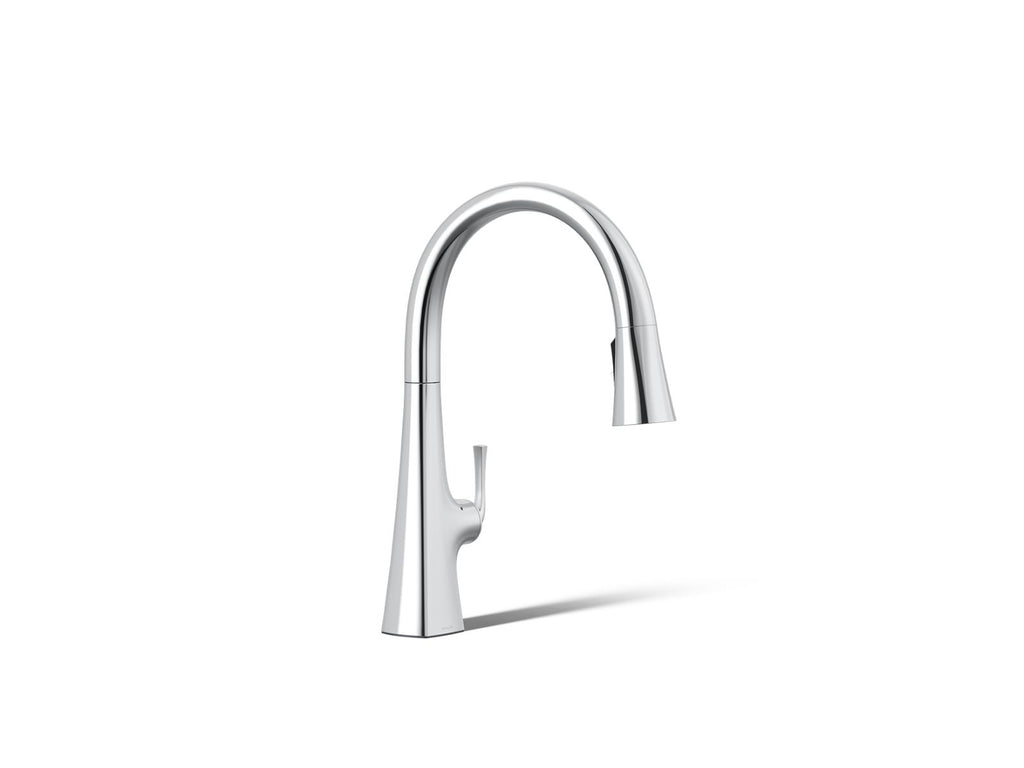 KOHLER K-22068-CP Graze Touchless Pull-Down Kitchen Sink Faucet With Three-Function Sprayhead - Polished Chrome