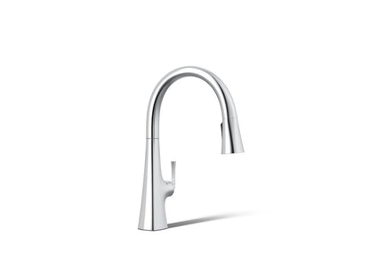 KOHLER K-22068-CP Graze Touchless pull-down kitchen sink faucet with three-function sprayhead - Polished Chrome
