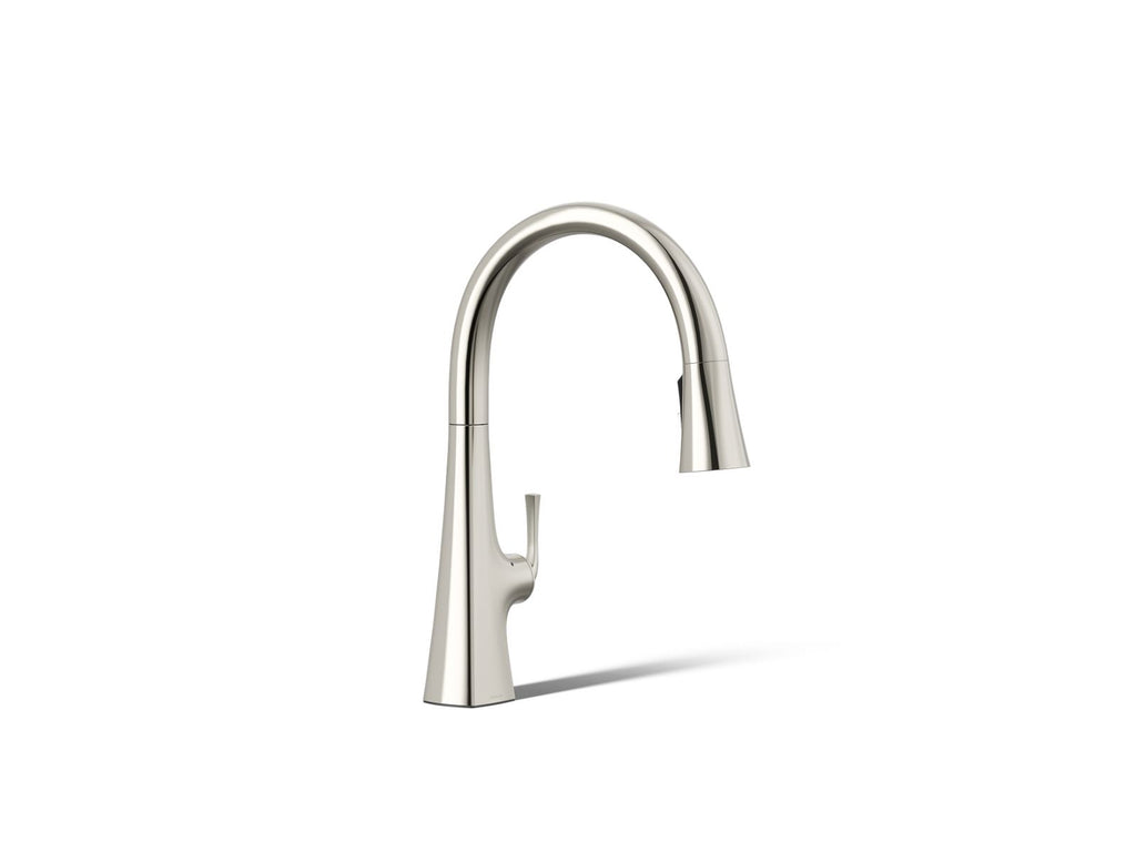 KOHLER K-22068-SN Graze Touchless Pull-Down Kitchen Sink Faucet With Three-Function Sprayhead - Vibrant Polished Nickel