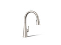 KOHLER K-22068-VS Graze Touchless Pull-Down Kitchen Sink Faucet With Three-Function Sprayhead - Vibrant Stainless