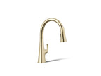 Graze Touchless pull-down kitchen sink faucet with KOHLER Konnect and three-function sprayhead, 3/4 view, K-22068-WB-AF
