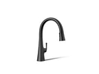 KOHLER K-22068-WB-BL Graze Touchless pull-down kitchen sink faucet with KOHLER Konnect and three-function sprayhead - Matte Black