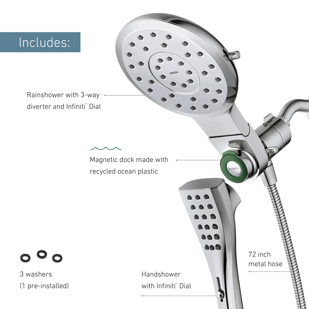 MOEN 220C3BL Verso Combination Shower with Infiniti Dial - Matte Black