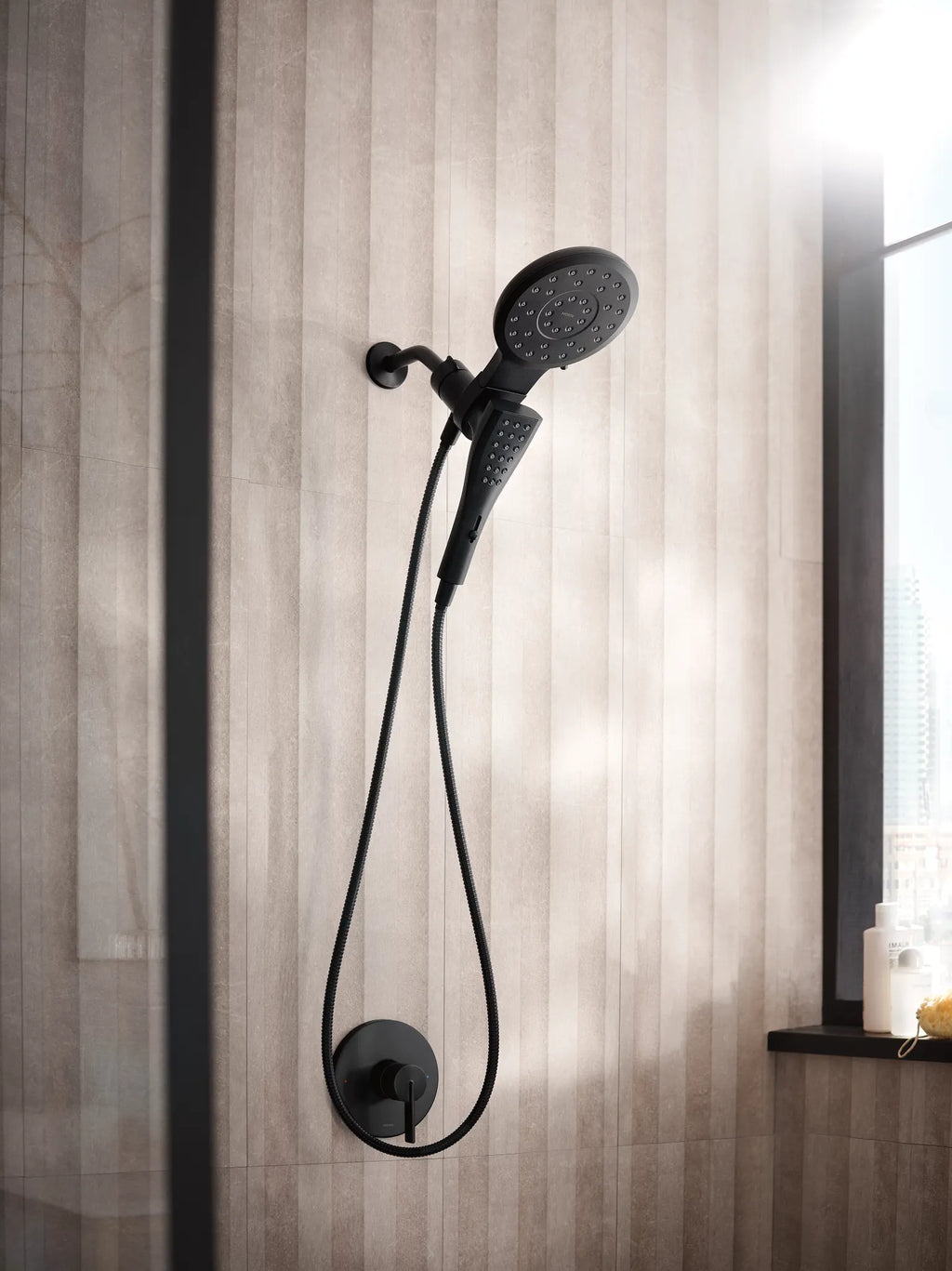 MOEN 220C3BL Verso Combination Shower with Infiniti Dial - Matte Black