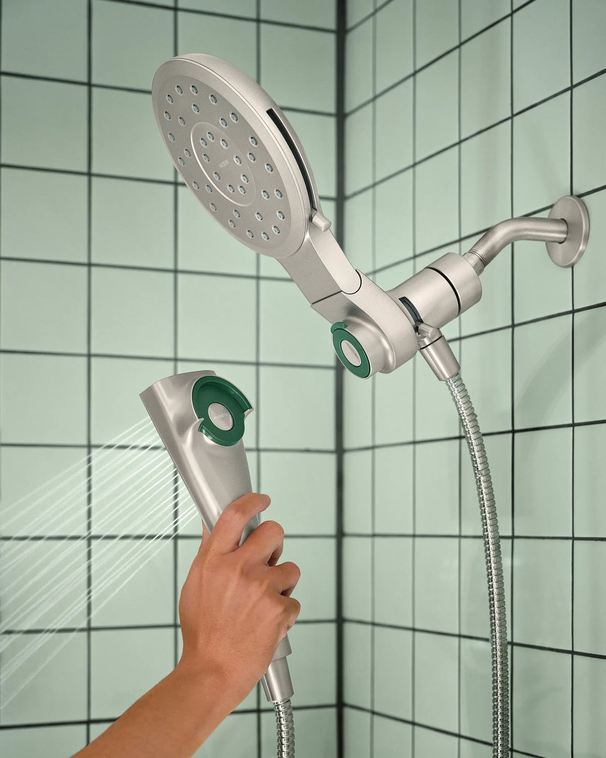 MOEN 220C2SRN  Eight-Function 7" Diameter Spray Head Standard With Handshower In Spot Resist Brushed Nickel
