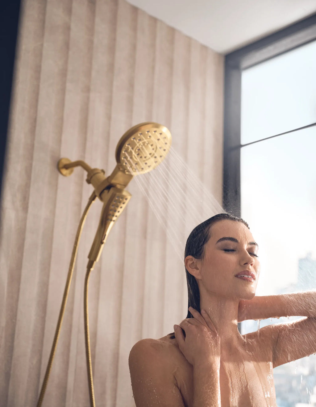 MOEN 220C3BG Verso Combination Shower with Infiniti Dial - Brushed Gold