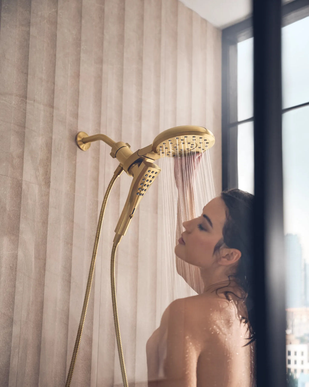 MOEN 220C3BG Verso Combination Shower with Infiniti Dial - Brushed Gold
