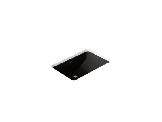KOHLER K-2214-G-7 Ladena 21" rectangular undermount bathroom sink with glazed underside, no overflow - Black Black