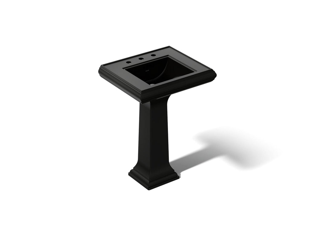 KOHLER K-2238-8-7 Memoirs Classic 24-1/4" Rectangular Pedestal Bathroom Sink - Black Black