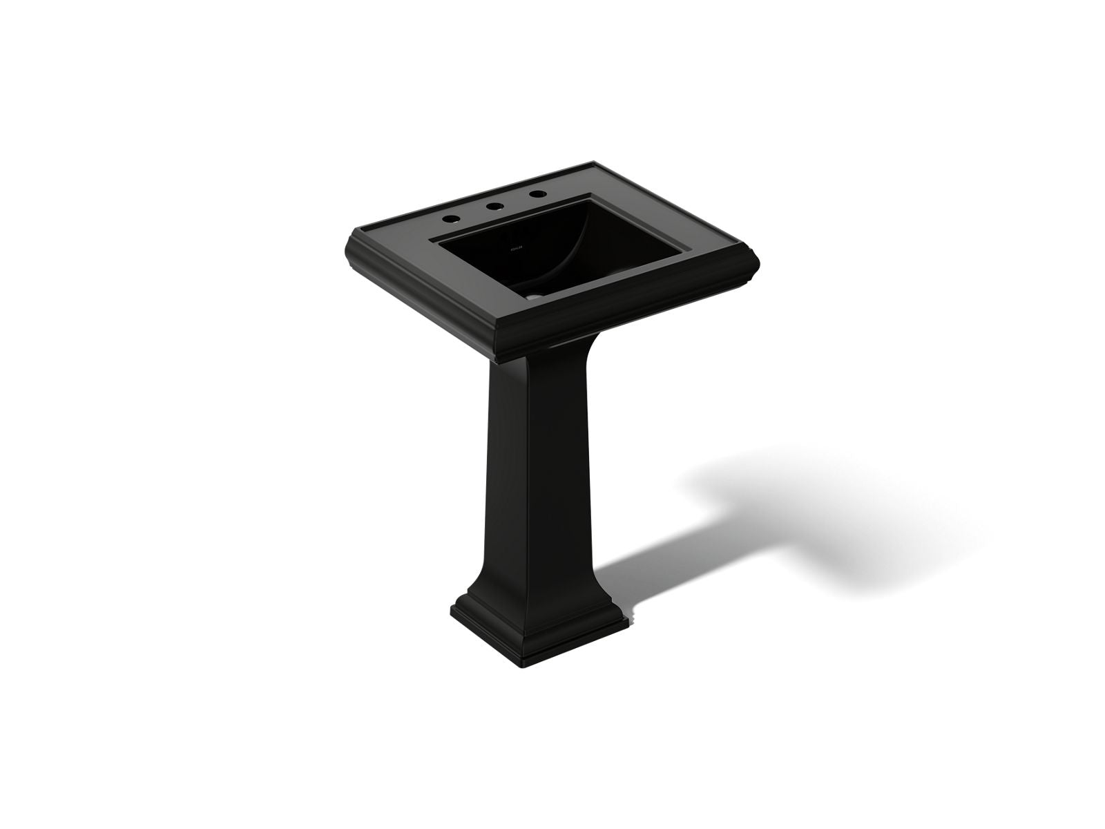 KOHLER K-2238-8-7 Memoirs Classic 24-1/4" Rectangular Pedestal Bathroom Sink - Black Black