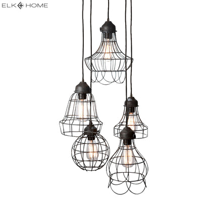 ELK SIGNATURE 225031 Wire 6'' Wide 5-Light Multi Pendant - Oil Rubbed Bronze