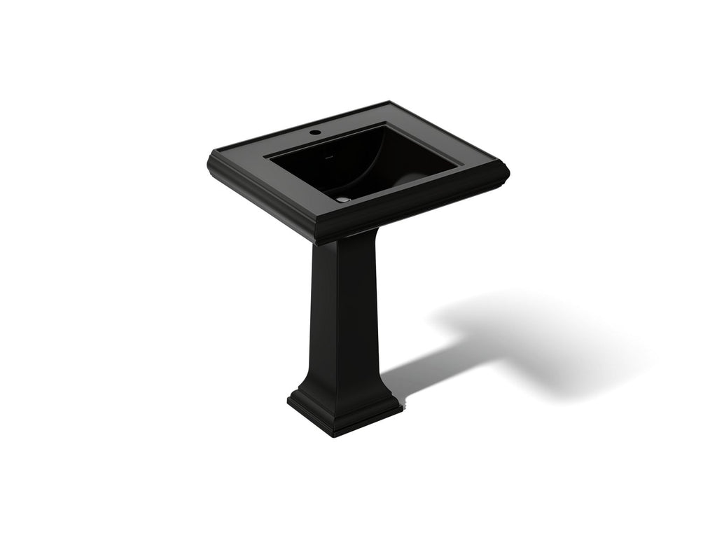KOHLER K-2258-1-7 Memoirs Classic 27-1/4" Rectangular Pedestal Bathroom Sink - Black Black