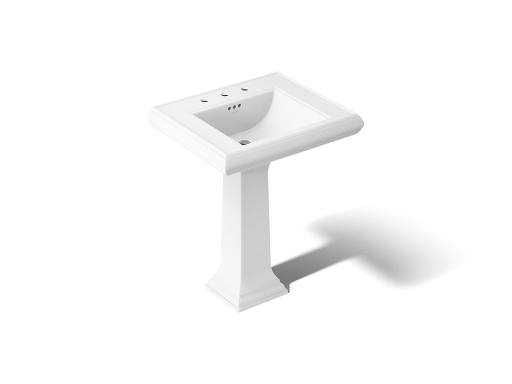 KOHLER K-2258-8-0 Memoirs Classic 27-1/4" Rectangular Pedestal Bathroom Sink - White