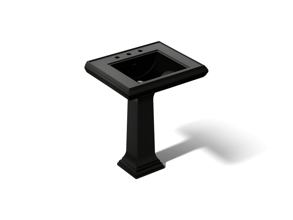 KOHLER K-2258-8-7 Memoirs Classic 27-1/4" Rectangular Pedestal Bathroom Sink - Black Black