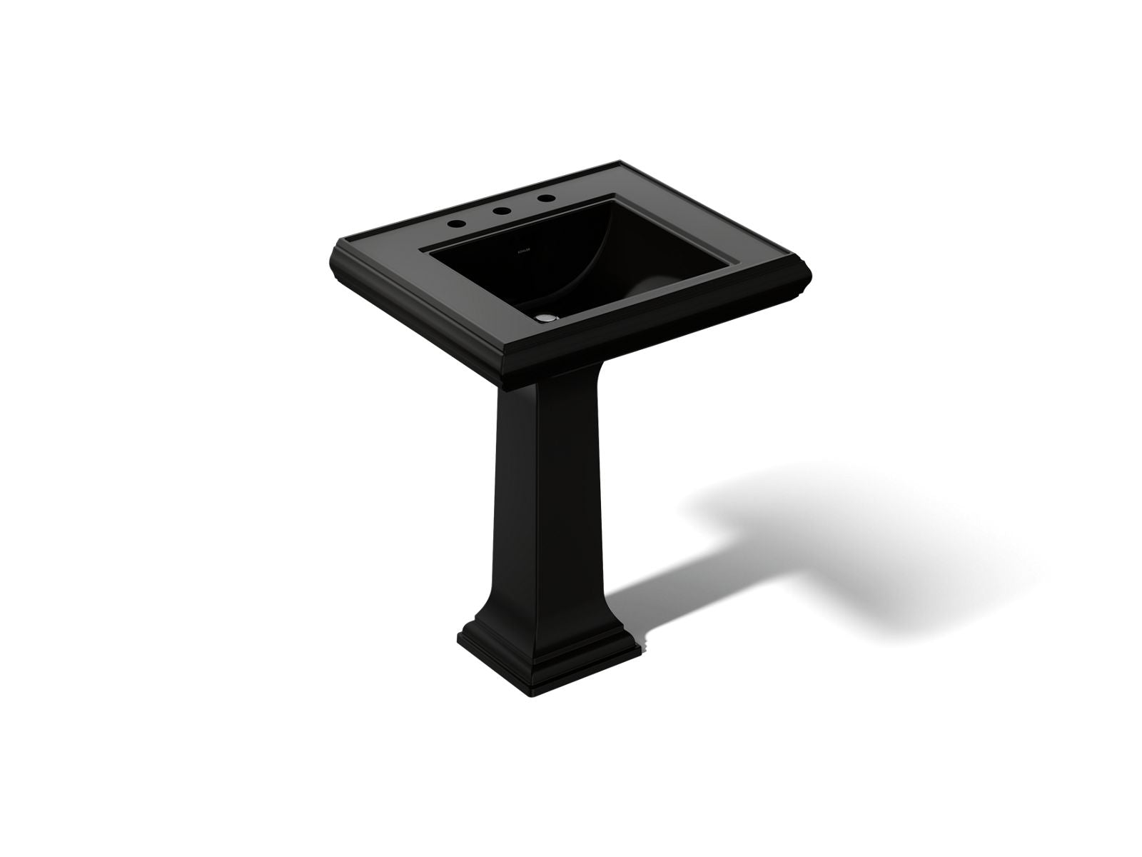 KOHLER K-2258-8-7 Memoirs Classic 27-1/4" Rectangular Pedestal Bathroom Sink - Black Black