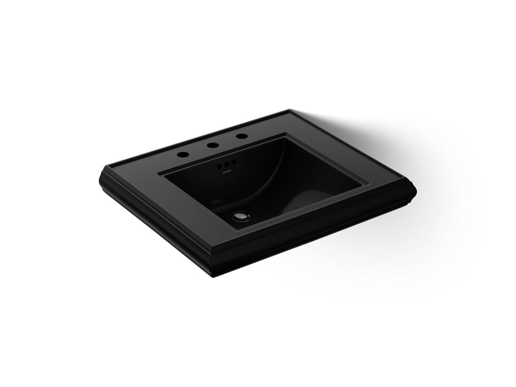 KOHLER K-2259-8-7 Memoirs Pedestal/Console Table Bathroom Sink Basin With 8" Widespread Faucet Holes - Black Black