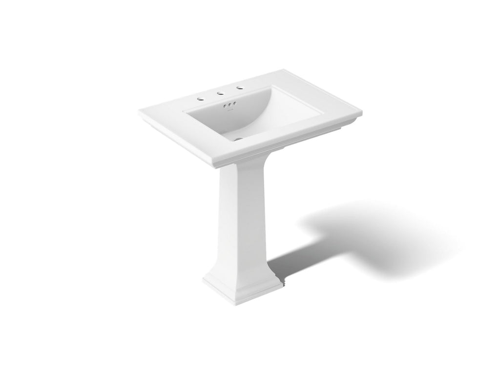 KOHLER K-2268-8-0 Memoirs Stately 30-3/4" Rectangular Pedestal Bathroom Sink - White