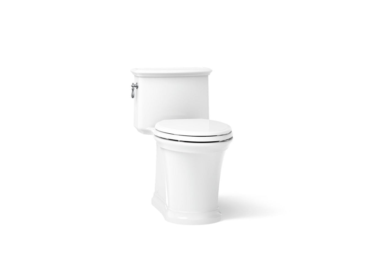 KOHLER K-22695-0 Harken One-Piece Compact Elongated Toilet With Skirted Trapway, 1.28 Gpf - White