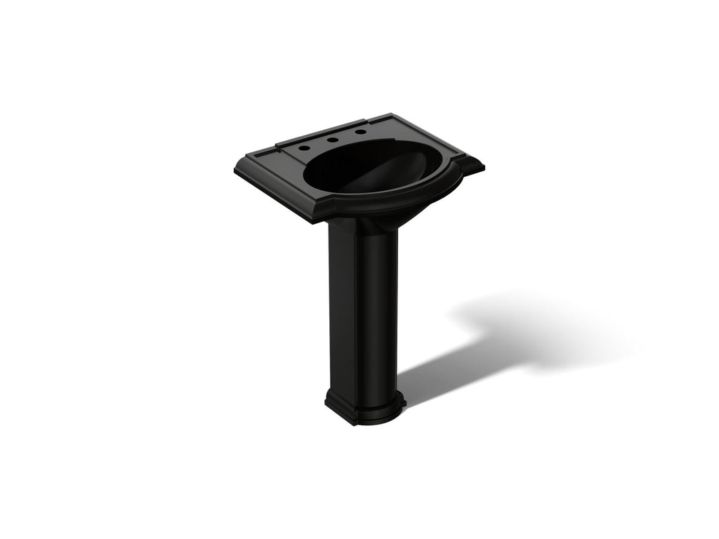 KOHLER K-2286-8-7 Devonshire 24-1/4" rectangular pedestal bathroom sink - Black Black